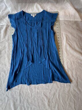 Counterparts Blue Crinkle Flutter Sleeve Blouse Size S